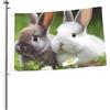FJWSLCH Due piccoli coniglietti bandiera 2 x 3 m bandiere per interni ed esterni con occhielli bandiera da giardino su entrambi i lati grande cartello bandiera cortile casa bandiere per esterni decorazione