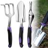 Generic Set di 3 attrezzi da giardino resistenti, in lega di alluminio, pala, rastrello con manico ergonomico antiscivolo per piantare, viola