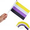 Runesol 12 Confezione Bandiere Non-Binary, Bandierine Tenute in Mano, Bandiera Gay Pride, Bandiere a Mano Eventi LGBT+ 14x21cm, Mini Bandiere su Bastoni, Eventi, Decorazioni Arcobaleno