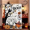 Generic Bandiera da giardino di Halloween su entrambi i lati, bandiera da giardino con zucca, poliestere resistente alle intemperie, decorazione per cortile all'aperto per Halloween, bianca, 25 x 20 cm