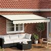 Kaloriko Cornice per Tenda Manuale con LED Crema e Antracite 2,5 x 2 m per Giardini e Terrazze con Ombreggiante, Schermo Retrattile, Motorizzata o Manuale, Design Elegante