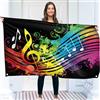 KASKANA Bandiera musicale, grande bandiera divertente, stampa su entrambi i lati, poliestere 110D, doppia cucitura, 2 occhielli in ottone, grande 90 x 150 cm (5 x 3 piedi)