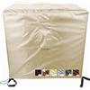 MEEYI Copertura mobili da Giardino 160x160x80cm Telo Copri Tavolo da Esterno Oxford Poliestere Copertura Tavolo da Giardino Telo copritavolo Giardino Impermeabile 4 Fibbie Antivento-Beige