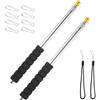 Generic 2 aste telescopiche portatili da 2,5 m con clip, in acciaio inox, estensibili, per guida turistica, asta per bandiera portatile, per insegnanti, colore nero