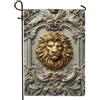 Generic Elegante bandiera da giardino con leone barocco, striscione decorativo dorato per la casa, ornamento per prato esterno tutto l'anno, decorazione da cortile in stile vintage, 30,5 x 45,7 cm