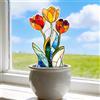 Generic, paletto per piante in acrilico con fiori di tulipano, ornamento decorativo per vasi da interno/esterno, regalo ideale per la valorizzazione del giardino e del prato (AB-010)