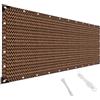 MAODUZI Telo per Balcone 100x950cm, Copertura Balcone Ringhiera Antistrappo e Protezione Solare Copertura Cancello Esterno con Fascette e Funi per Giardino e Balcone - Marrone