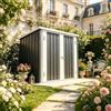 staronce Casetta da giardino metallo, 147x86x134CM, Bianco e Nero, tetto spiovente | Capanno attrezzi, doppia porta con serratura, 1,07m² per attrezzi/bici/giardino, senza pavimento