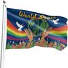 Generisch Bandiera mondiale della pace, striscione per il giardino, 90 x 150 cm, con simbolo della pace mondiale per esterni, resistente alle intemperie, durevole, con occhielli in ottone - U