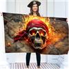 KASKANA Bandiera pirata Jolly Roger sul fuoco con mappa dei pirati - Bandiera divertente - Poliestere 110Den - Doppia cucitura - 2 occhielli in ottone, grande 1,5 x 0,9 m