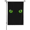 Zhimahou Bandiera da giardino stampata su entrambi i lati, 100 x 70 cm, con occhi verdi e gatti neri che si illuminano al buio, per casa, prato, decorazione da giardino, striscioni per feste, bandiere di