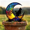 Generic Luna con gatto e albero in acrilico da giardino, decorazione acrilica per interni ed esterni, idea regalo per ornamenti in vaso di fiori e abbellimento del paesaggio, adatto per cortili e prato