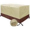MEEYI Copri Tavolo da Esterno 190x125x80cm Copertura mobili da Giardino Quadrato Copertura Tavolo Giardino Impermeabile Telo Copertura Esterno Impermeabile Antivento per divani-Beige e caffè