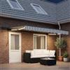 Kaloriko Cornice per Tenda Manuale con LED 5 x 3 m per Esterni con Bracci Retrattili, Tessuto Resistente alle Intemperie, Design Semi-Cassettato, Controllo Manuale o Telecomando, Protezione UV