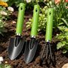 Generic Set di 3 mini attrezzi da giardino, piccoli attrezzi da giardinaggio con manici ergonomici in plastica, pala, rastrello e cazzuola resistenti (verde)