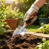 Generic Pala larga a mano appuntita con impugnatura ergonomica antiscivolo in gomma morbida per piantare, trapiantare, diserbare, arancione