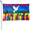 Dereine Bandiera della pace 90 x 150 cm, arcobaleno pace bandiera della pace con colomba, per decorazione di interni ed esterni