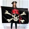 KASKANA Bandiera pirata - Jolly Roger Flag Red Bandana - Funny Flag - 110Den poliestere - Doppia cucitura - 2 occhielli in ottone, grande 1,5 m x 0,9 m