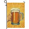 Generic Bandiera estiva da giardino, con mano gialla che tiene la boccale di birra per la decorazione della casa, striscione per prato, bandiera da cortile in iuta su entrambi i lati, decorazione per esterni