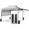 GYMAX Gazebo Pieghevole da Giardino, 3x3 M, 3 Altezze Regolabili, Doppio Tetto e Parasole Esteso, Tendolone in Ferro con 2 Ruote, in Oxford Impermeabile, Ideale per Eventi all'Aperto per 6-8 Persone