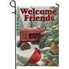 Generic Bandiera da giardino invernale con trattore rosso innevato, striscione natalizio con scritta Welcome Friends, decorazione per la casa su entrambi i lati, decorazione natalizia per esterni, 30,5 x