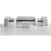 BICA 9068 Set Nebraska Salottino Divano Poltrone Tavolino, Polipropilene, Bianco, 338x155x79 cm