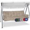Beautissu Cuscini per dondoli e altalene da giardino con 2 braccioli grande | 180x50x8cm beige 2 e un soffice cuscino seduta imbottitura mobili dondolo altalena Flair HS
