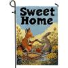 Generic Sweet Home Bandiera da giardino con volpe e coniglio, decorazione colorata con animali per primavera estate decorazione per prato all'aperto, striscione in iuta su entrambi i lati per la casa, 30,5 x