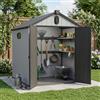 staronce Capanno attrezzi in Resina, 187x240x221CM, Grigio/Bianco con pavimento | casetta da giardino compatta tetto a punta, porta 180°, finestra, ventilaz, 4,49m² per attrezzi/bici/giardino