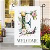 Generic Lettera E Bandiera da giardino per esterni, verticale double-face, A-Z, in iuta, benvenuto, giardino, piccola bandiera da cortile, decorazione per la casa, casa per vacanze, fattoria stagionale
