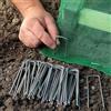 Generic Confezione da 24 pali da giardino, a forma di U, picchetti zincati per paesaggio, picchetti per il fissaggio di paesaggistici, barriera contro le erbacce, bordi del prato, recinzione, griglia del