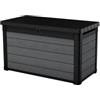 Keter Baule da Giardino Cortina 100G, Finitura Effetto Legno, Colore Grigio, Capacità Contenitiva 380L, 122,9x62,1x70,6H cm
