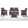 BICA Set Lido 2 Storage - Set Mobili da Esterno 2 Poltrone, 1 Sofa 2 posti, Tavolino Contenitore e Cuscini per la Seduta, Marrone