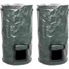 SEIWEI 2 contenitori per compostaggio da giardino, con coperchio, riutilizzabili, sacchetti per lo smaltimento dei rifiuti da esterno per tenere le foglie