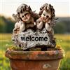 Generic Cherub Angels Welcome - Paletto da giardino in acrilico, decorazione acrilica per interni ed esterni, idea regalo per ornamenti in vaso di fiori e abbellimento del paesaggio, adatto per cortili e