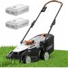 Litheli Tagliaerba Tosaerba a Batteria 37cm, Altezza Regolabile 25-75mm, Sacco 40L,Fino a 300m², Tosaerba Elettrico con 2x 20V Batterias 4.0Ah