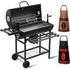 TEENO Barbecue a carbone di legna Upgraded | Grill a carbone con coperchio | Termometro, cassetto cenere, guanti anti-scottature, sfiato regolabile | with 2*apron and Chicken Grill