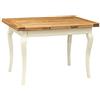 Biscottini Tavolo Allungabile In Legno Massello Di Tiglio - Stile Country - Stile Shabby - Struttura Bianca Anticata Piano Naturale L 120 x PR 80 x H 80 cm