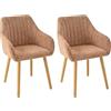 Goeurvant Set di 2 sedie da sala da pranzo con braccioli, sedie da cucina imbottite in morbido tessuto di ciniglia, gambe in legno, stile moderno, arancione, per sala da pranzo e soggiorno
