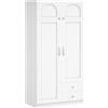 Hzuaneri Armadio a 4 Ante, Armadio Camera da Letto, 45 x 80 x 180 cm, con 2 Cassetti e Appendiabiti, Dotato di 2 Ripiani e Ganci Laterali Sulle Ante, Ldeal para El Dormitorio, Moderno, Bianco BW08003E