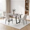 JIEXI Set di 4 tavolo da pranzo moderno e sedie in MDF da 110 cm, con 4 sedie bianche in poliuretano con gambe in metallo, moderno tavolo da cucina salvaspazio per sala da pranzo, casa