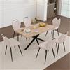 GrandCA HOME Set da pranzo quadrato da 7 pezzi tavolo e sedie,Tavolo da pranzo da 140 cm con 6 Sedie Imbottite in Velluto Olandese,Adatto a cucine, soggiorni e sale da pranzo(Chiaro+Beige)