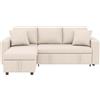 Lcoho Divano letto con funzione sleep, divano a forma di L, chaise longue con vano portaoggetti, con vano tascabile, divano letto, chaise longue intercambiabile a sinistra e destra. (beige)