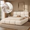 Lekvvied Letto matrimoniale 180x200 cm, Letto imbottito con base a doghe e testiera imbottita, letto per bambini, design nuvola, per camere da letto per adulti che per bambini, bouclé bianco