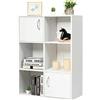 BAKAJI Mobile Libreria Scaffale 6 Ripiani Mensole con 2 Ante Calamitate e Maniglia in Metallo Struttura in Legno MDF Design Moderno per Casa Ufficio Dimensione 80 x 61,5 x 29,5 cm (Bianco)