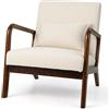 RELAX4LIFE Poltrona Moderna Mid Century con Seduta e Schienale Imbottiti, Cuscino Lombare, Feltrini Antiscivolo, Poltrona da Salotto in Legno di Gomma per Camera da Letto, Soggiorno (BEIGE)