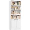 FirFurd 186,4cm Libreria Verticale, Libreria da Parete a 6 Ripiani Bianco | Vetrina Espositiva a 4 Scomparti Aperti,Librerie a 2 Ante,per Appartamenti Piccoli,Soggiorno,Studio e Ufficio,67x24x186,4 cm