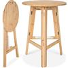 tectake® Tavolo Alto da Bar in Legno, Rotondo, Pieghevole, 79 x 110 cm | Legno di Conifera, Stabile e Salvaspazio, Supporto di Stabilizzazione in Metallo, 11 kg, Piano Ø 79 cm, Marrone