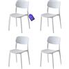 MOHOME Sedia Bianca Polipropilene Set da 4 Eco-Line Quality Impilabili 44 x 49 x 79 cm Design Ergonomico Minimalista Elegante Interno Esterno Casa Ufficio Bar Ristorante