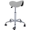 QUIRUMED Sgabello Pony 5 ruote, base cromata, colore argento, rivestimento in similpelle, altezza regolabile, leggero, design ergonomico, girevole, fino a 150 kg